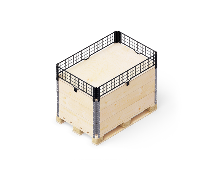 Pallet 3 pallet collars lid Pallet collar steel – 120×80 (00000)
